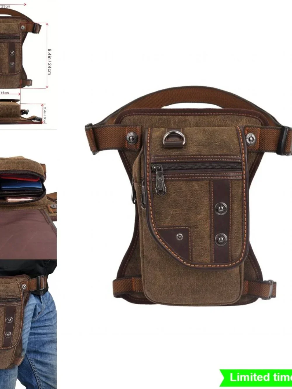 Vintage Canvas Backpack Multi Functional Outdoor Sports Crossbody Sling Bag
